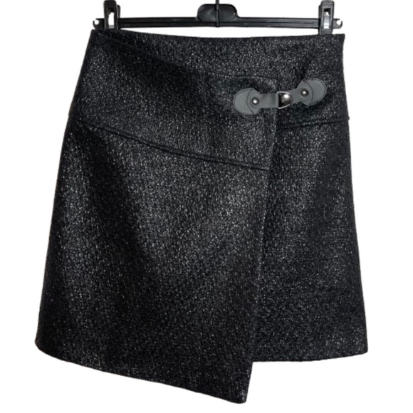 Tristan Asymmetrical Black Skirt with Buckled Detail - Size XS - Picture 1 of 3